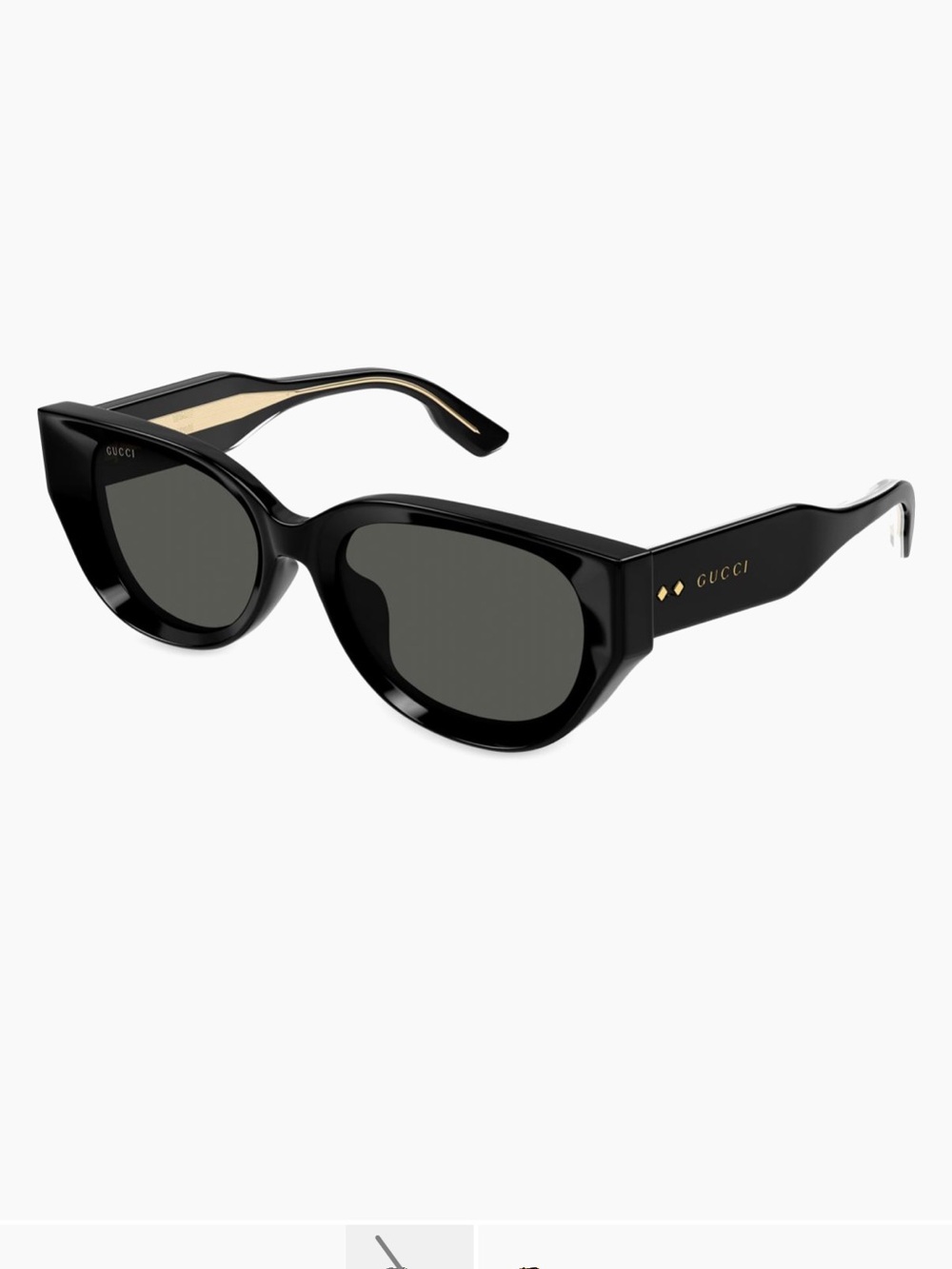 Gucci Black Cat-Eye Sunglasses with Gold Temple Accents